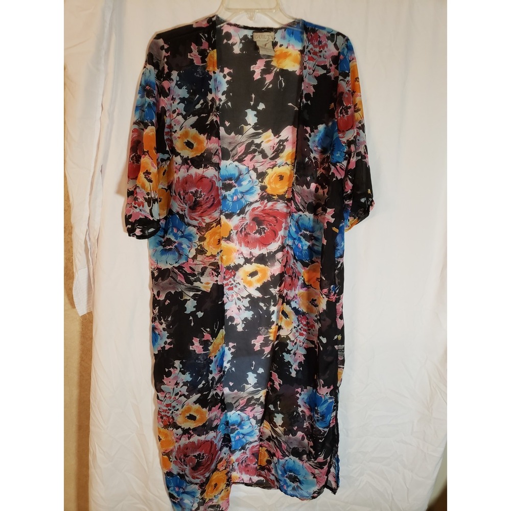 Women's Guilty Black Floral Kimono Size M